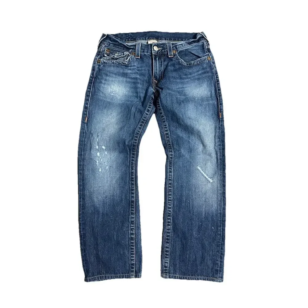 True Religion Men's Blue Straight Leg Jeans Size 32/28